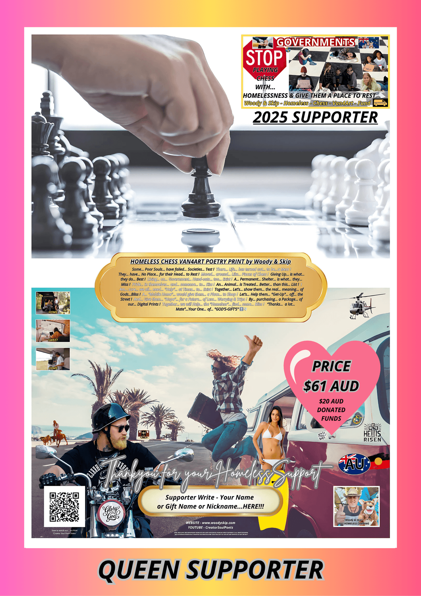 QUEEN PRINT-HOMELESS CHESS VAN4ARTFUND