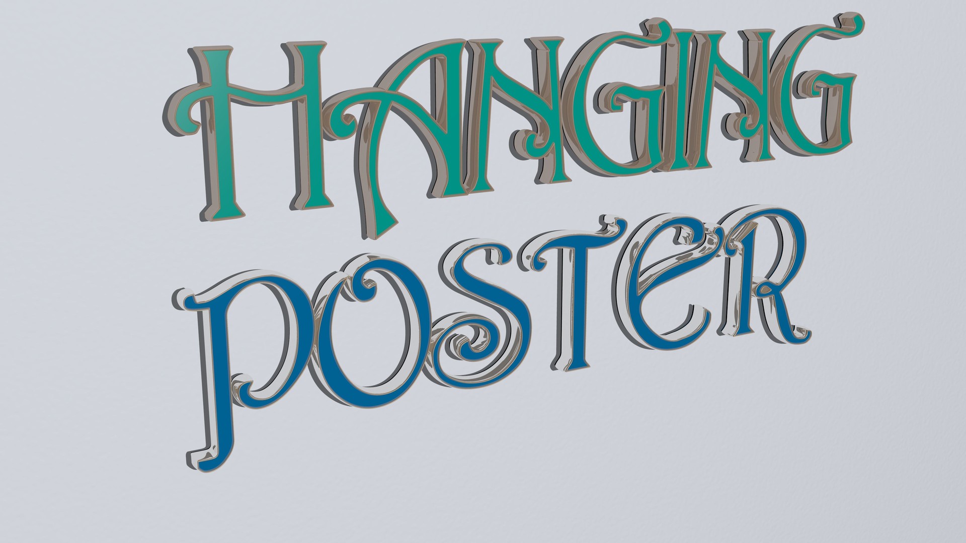 3D illustration of HANGING POSTER graphics and text made by metallic dice letters for the related meanings of the concept and presentations. background and design